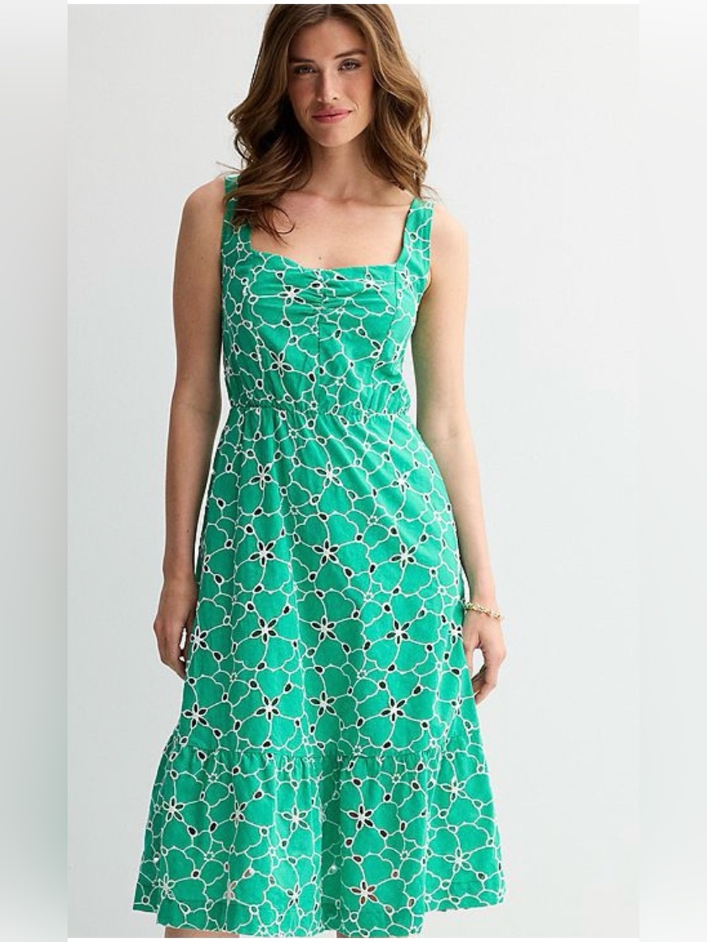 NWT Draper James Green Floral Eyelet Midi embroidered Dress size XL